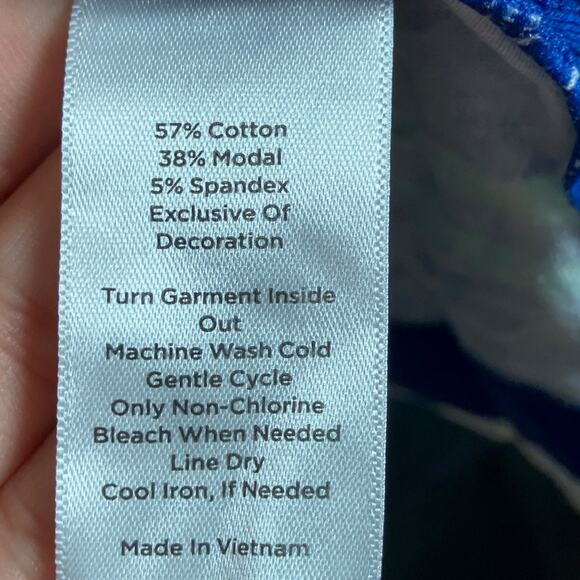 T By Talbots Women Shirt Blue Striped Boat Neck Cross Back Long Sleeve Stretch L - Picture 7 of 12